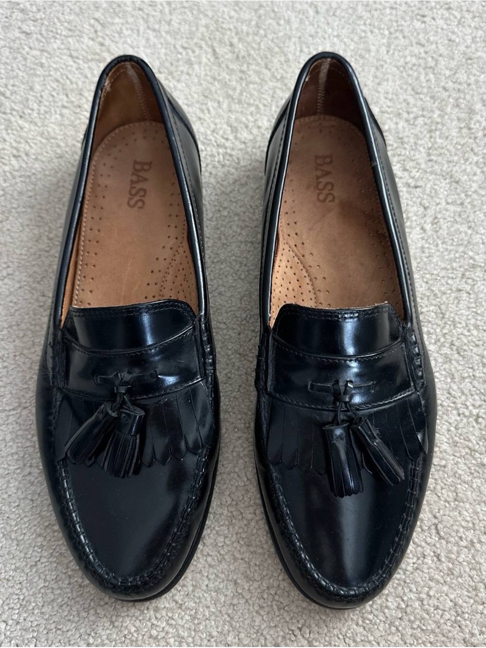 G.H. Bass & Co. Black Leather Tassel Kiltie Loafers Size 10 D
